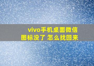 vivo手机桌面微信图标没了 怎么找回来